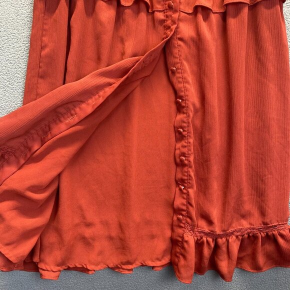 Miami Mi Ami Francesca’s Ruffle Dress size M Buttons V Neck,Lined,Casual,Preppy - Picture 6 of 12